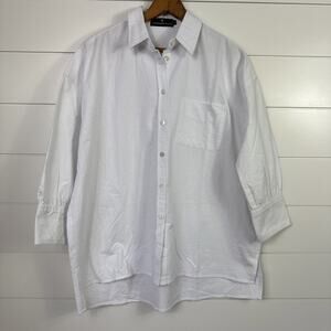 Tuckernuck Pomander Place Oxford Adair Boyfriend Button Front Shirt White sz XS